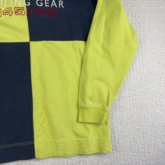 Y2K Tommy Hilfiger Sailing Gear Long Sleeve Polo Colorblock Men L Neon Read* - Picture 5 of 16